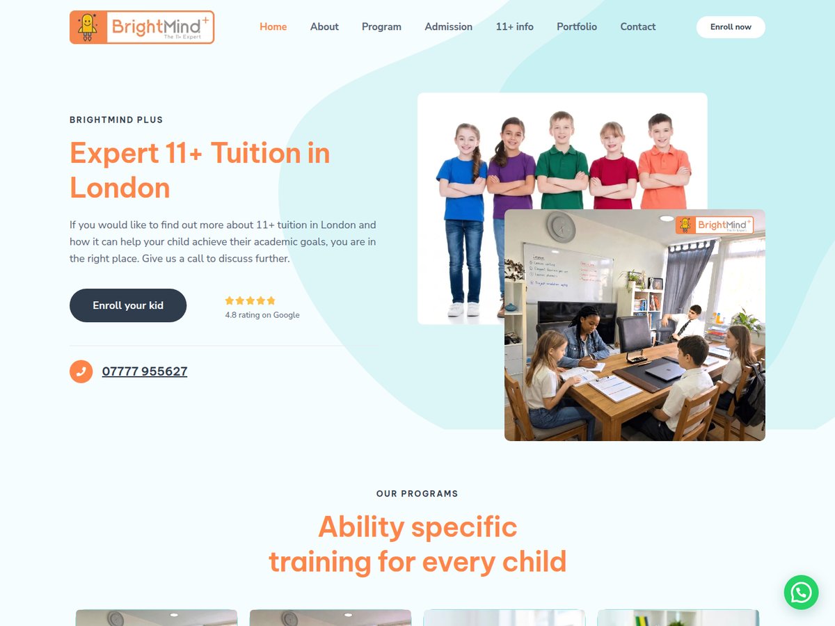 BrightMind Plus — 11+ Tuition Website
